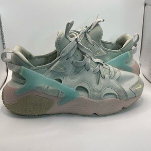 NIKE AIR HUARACHE CRAFT SHOE CASUAL LIGHT SILVER/OCEAN BLISS/PINK SZ 12